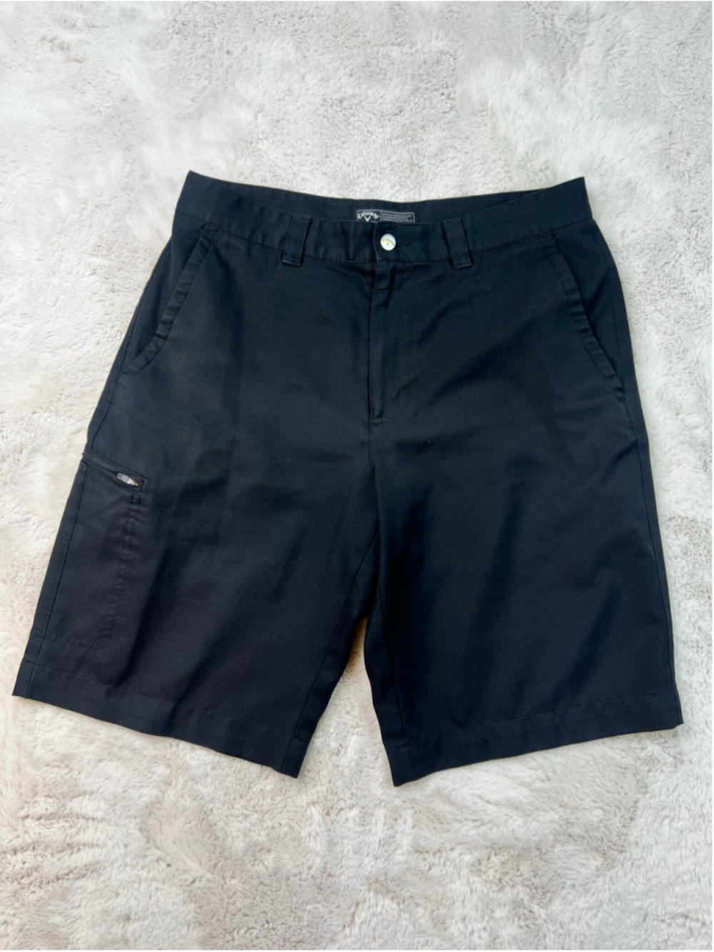 Callaway Flat Front Performance Shorts Mens Waist 30 Black Side Pocket Golf